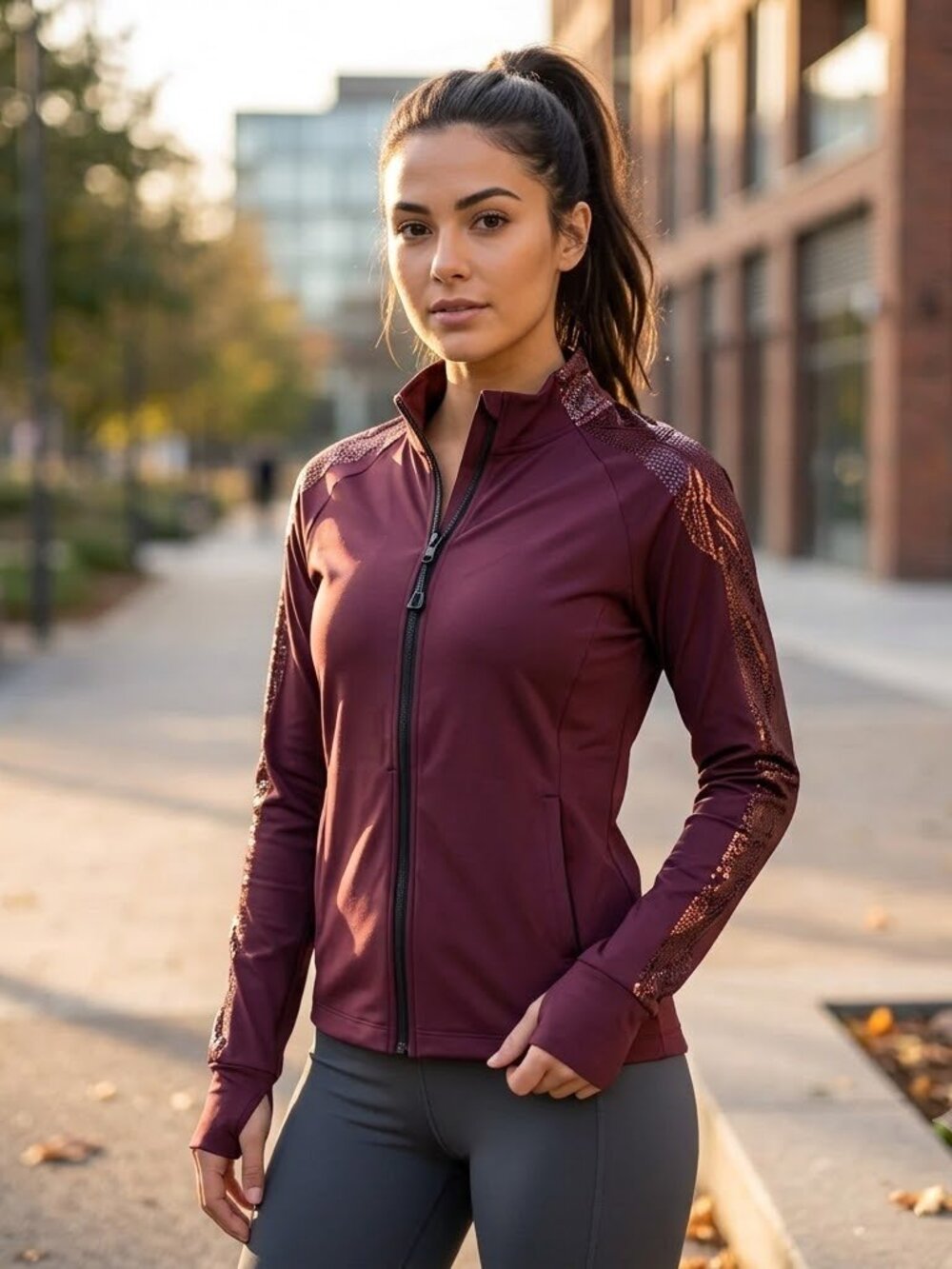 NEW Ultacor Garnet Burgundy Faux Croc Detail Bionic Zip Jacket